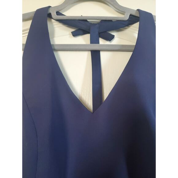 White by Vera Wang Navy Blue Fit and Flare Back Bow Mini Cocktail Dress, Size 14 - Picture 4 of 13